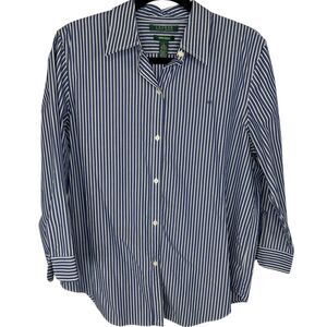 Ralph Lauren Blue ad white pin stripe button down shirt non-iron Size Large